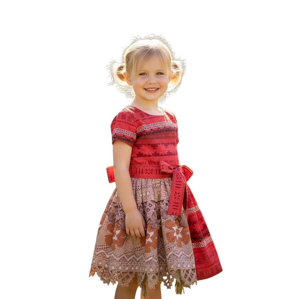 Disney‎ Moana Costume Set Jakks Pacific Tribal Print Girls Size 4-6X Red